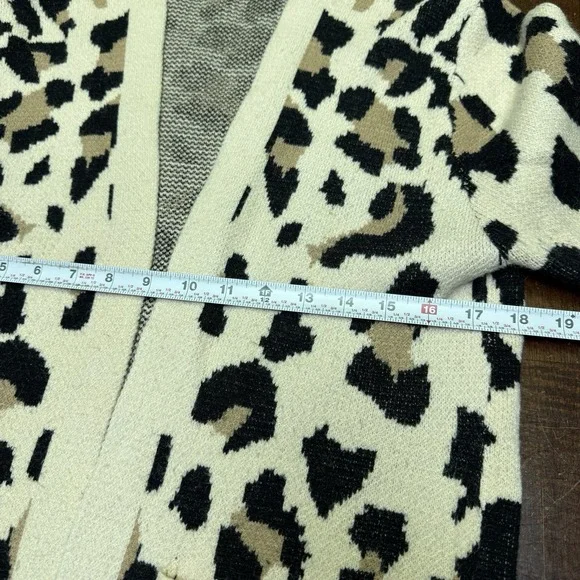 Jodifl Open Front Leopard Long Cardigan Sweater Women's Medium Soft Fall Pockets - Picture 6 of 7